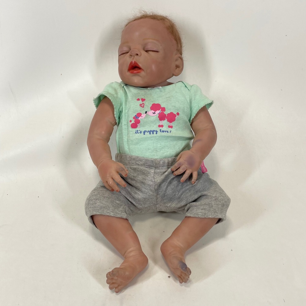 Realistic Sleeping Reborn Baby Doll Anatomically Correct Vinyl Red Hair 18in